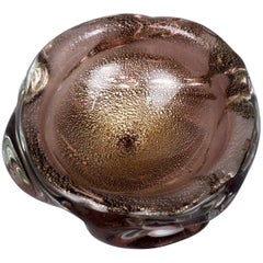 Archimede Seguso Purple and Gold Fleck Glass Bowl