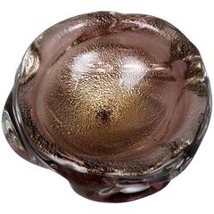 Archimede Seguso Purple and Gold Fleck Glass Bowl 4
