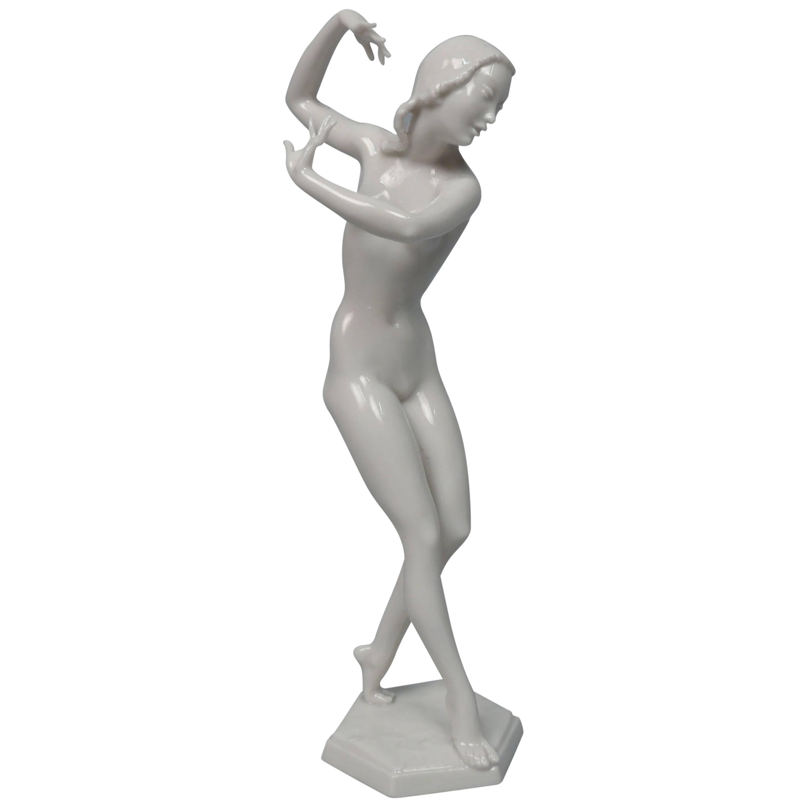 Art Deco Female Nude Figurine by Carl Werner for Hutschenreuther Porcelain