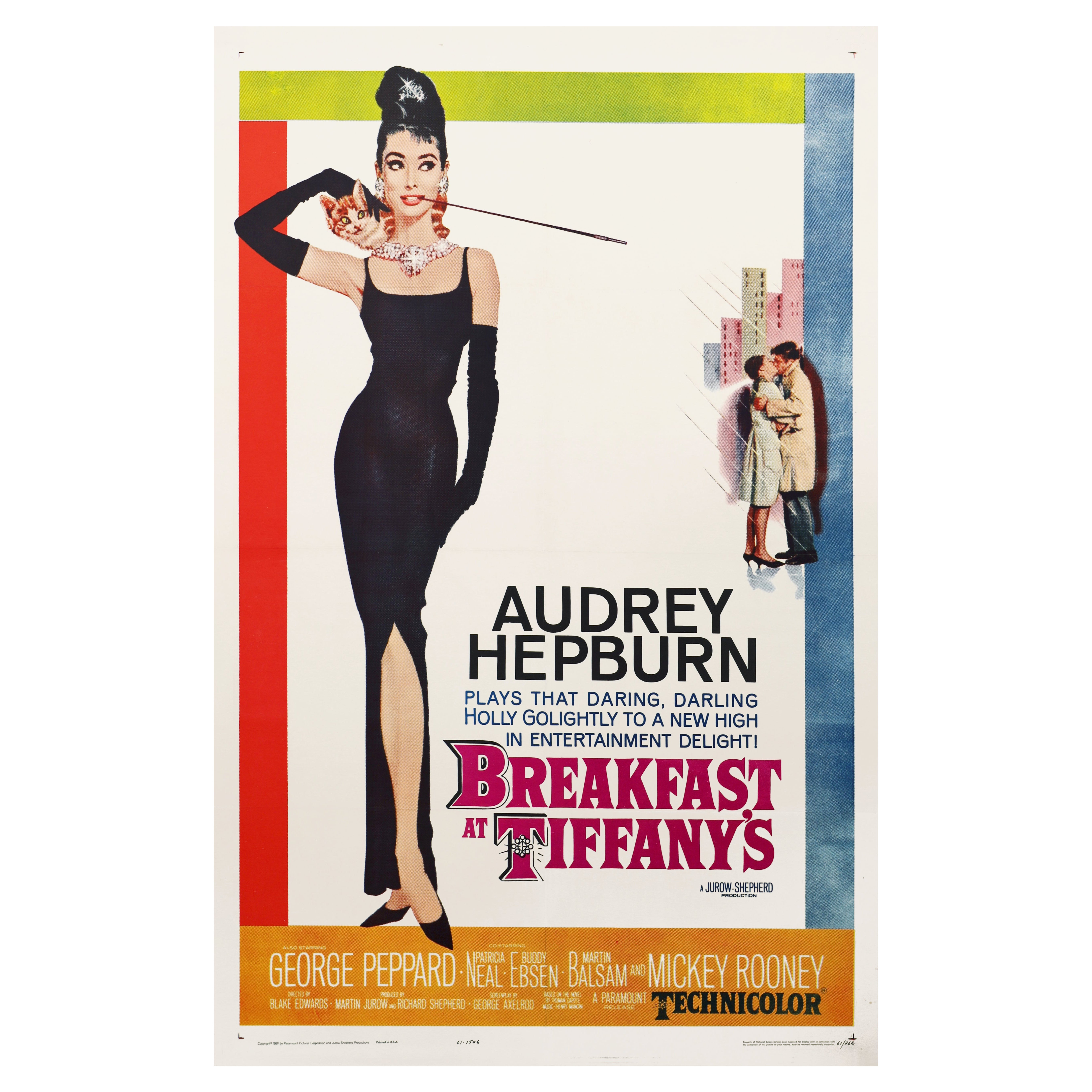 'Breakfast at Tiffany's' Original Vintage US One Sheet Movie Poster, 1961