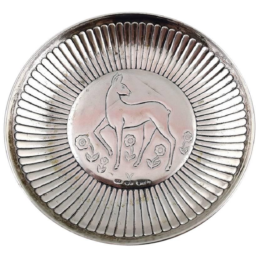 GAB 'Guldsmedsaktiebolaget' Art-déco-Silberplatte, Schweden, 1940er Jahre