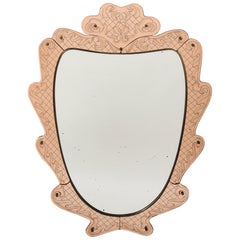 Pietro Chiesa for Fontana Arte Pink Glass and Crystal Mirror, circa 1930