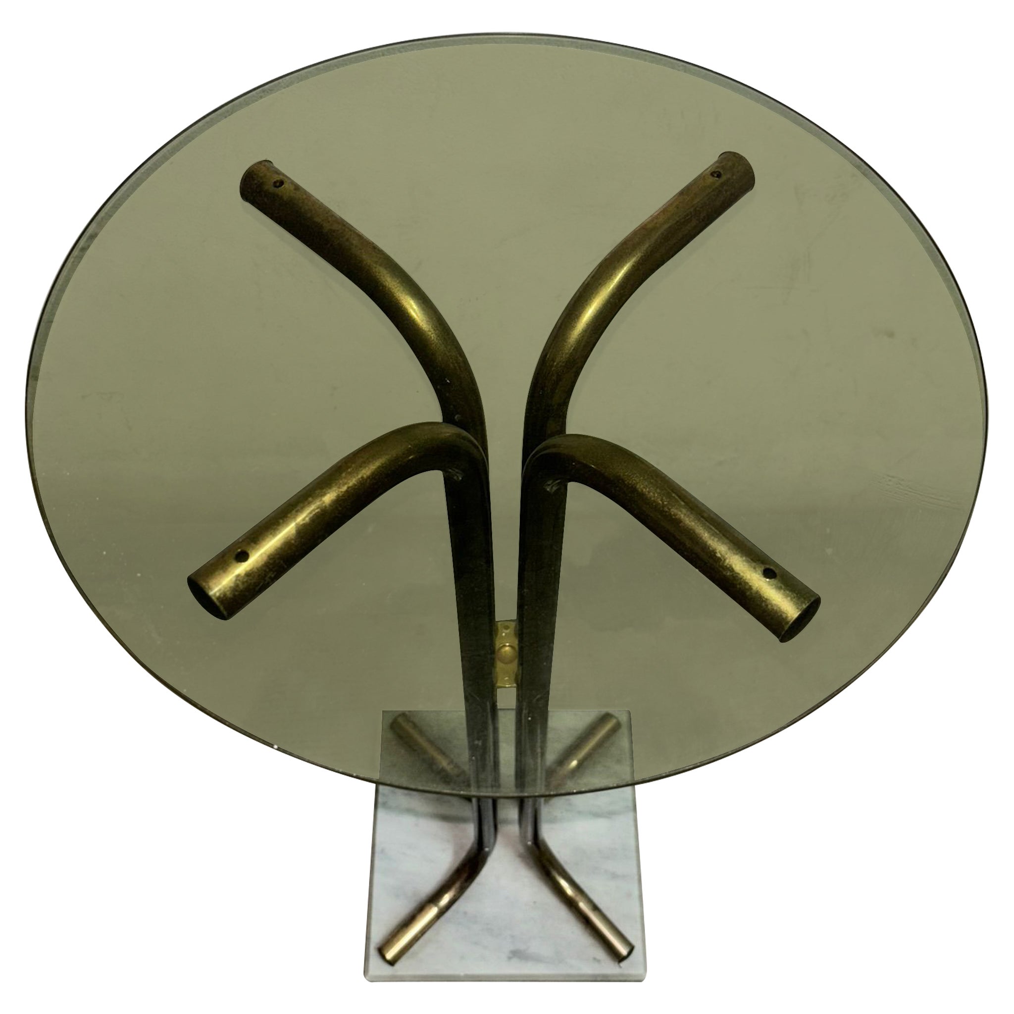 Maison Jansen designed coffee table made of brass and marble base from the 1970s.