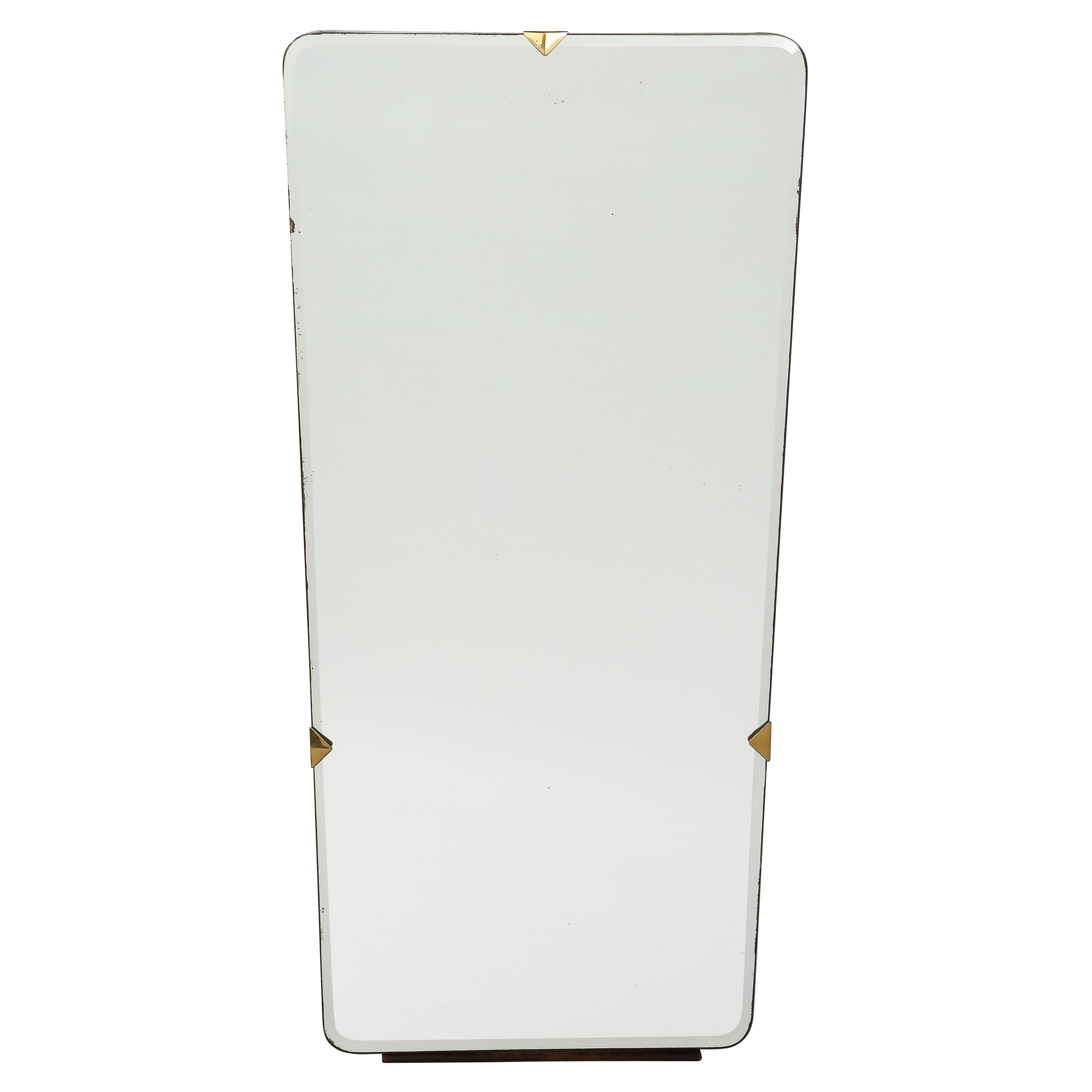 Italian 1940's Brass and Wood Wall Mirror For Sale