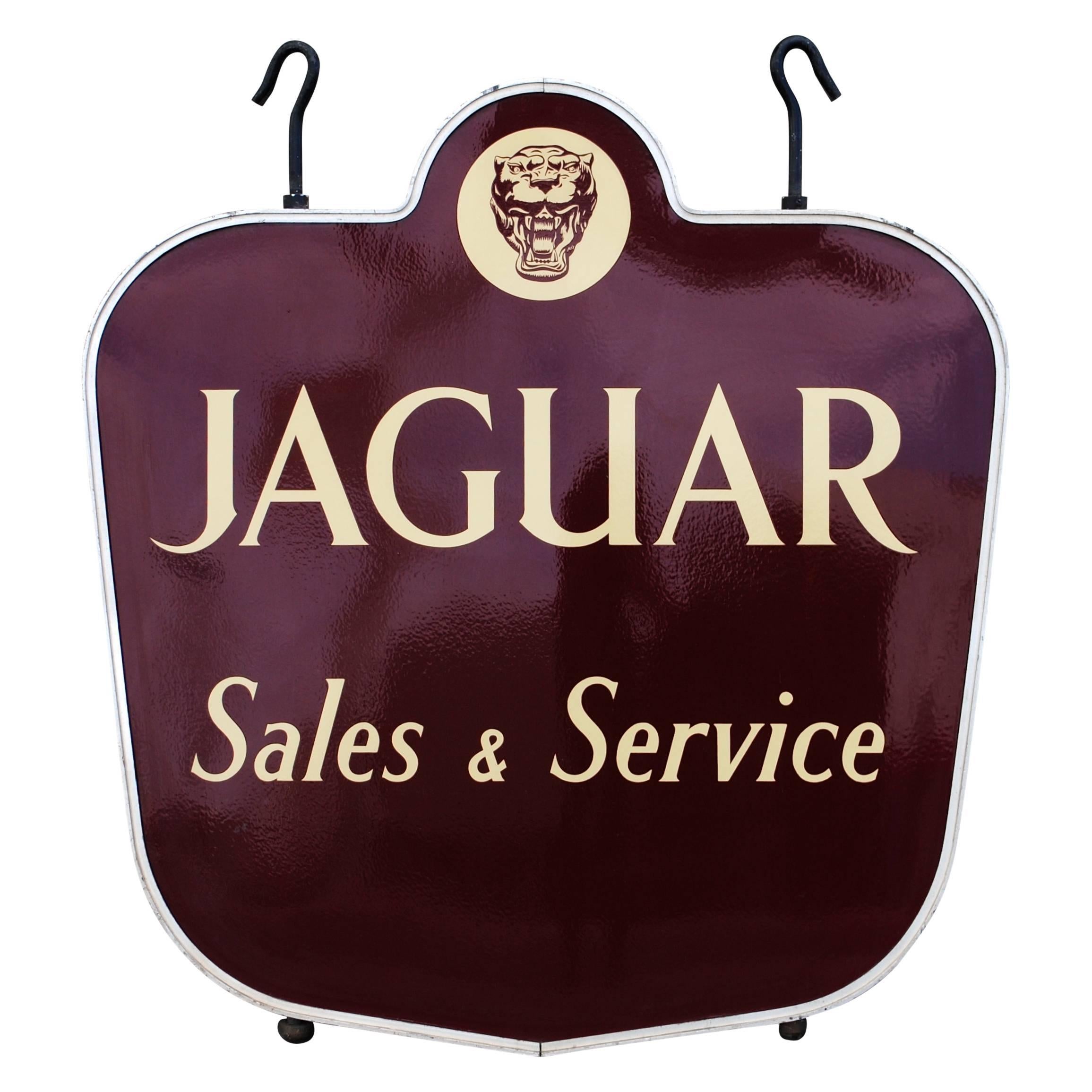 Rare Vintage Jaguar Sales and Service Porcelain Dealership Sign