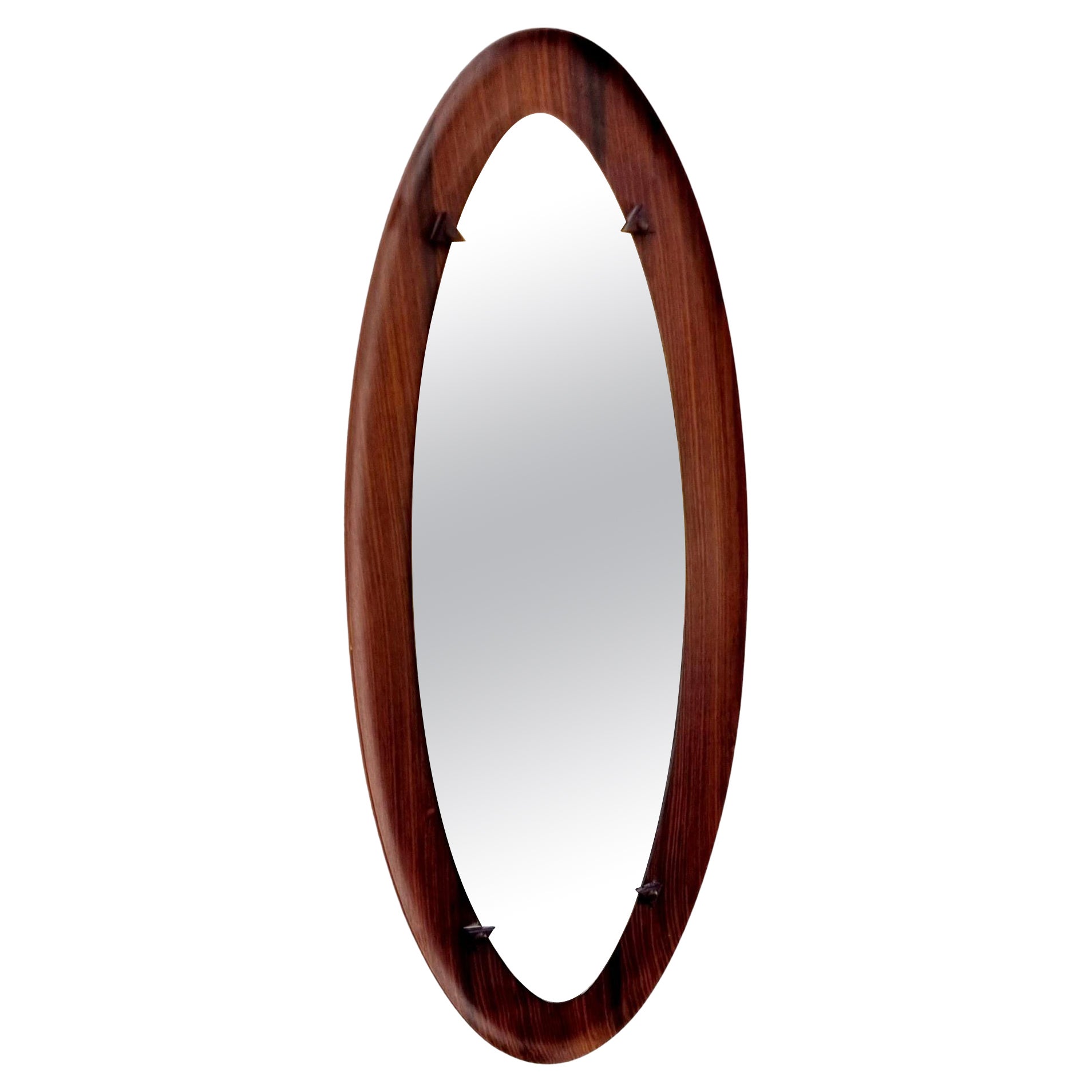 Specchio da parete in teak scandinavo di metà secolo, Danimarca anni '60