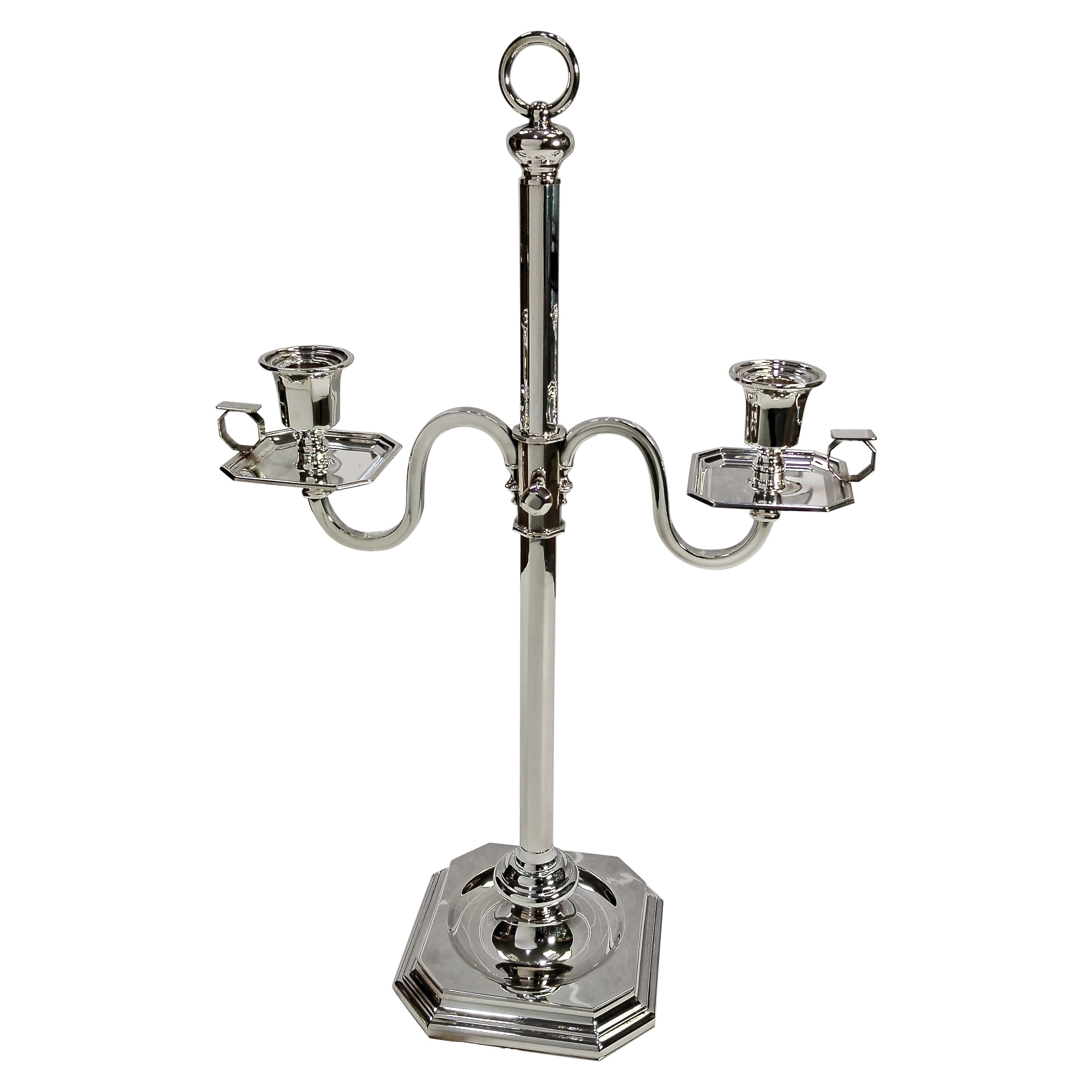 XX Century Italian Sterling Silver TELESCOPIC 2 light Candelabra