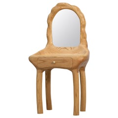 Tocador / tocador con espejo - Madera de roble rojo Forma orgánica escultural