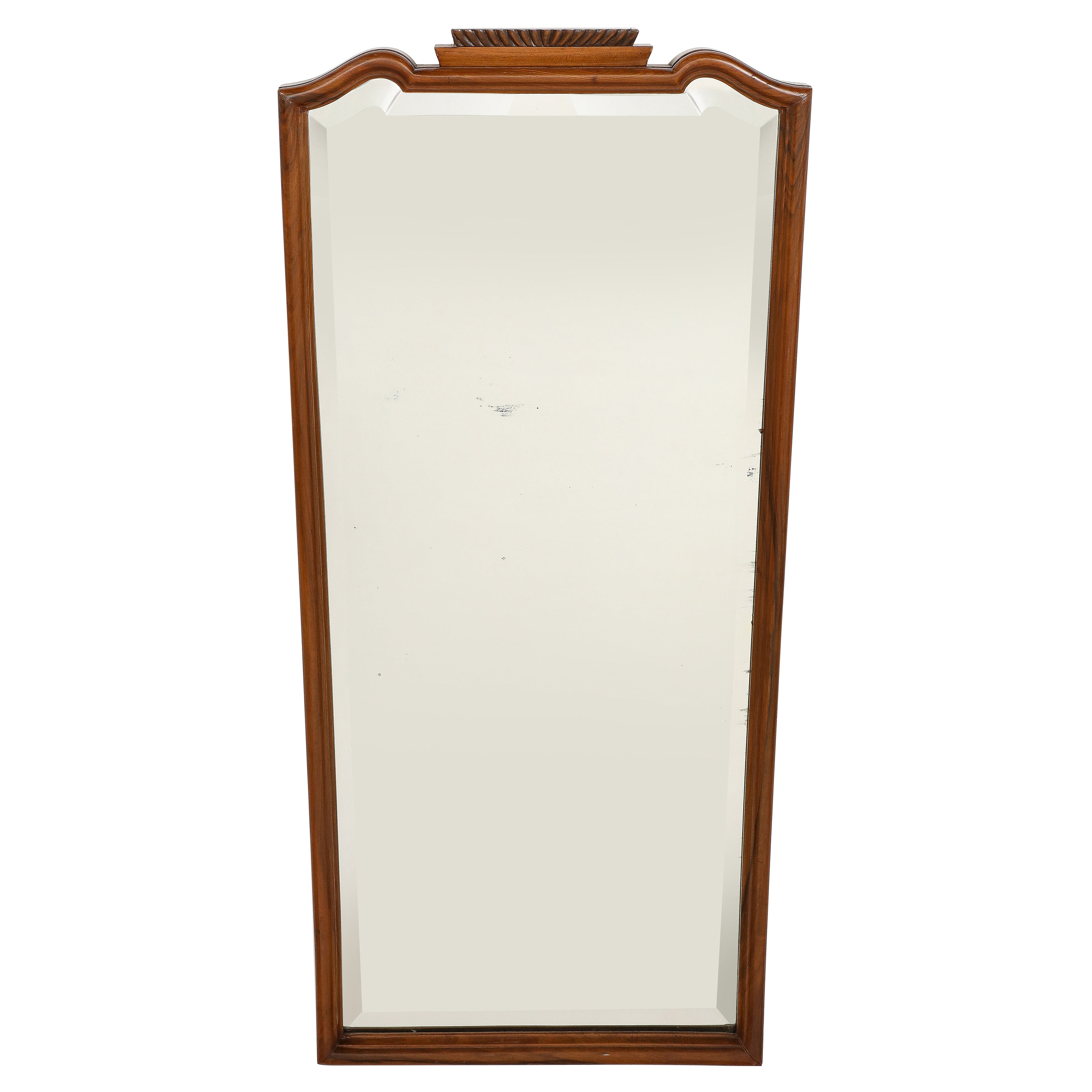 Gio Ponti Att. Carved Walnut Wall Mirror, Italy, circa 1930