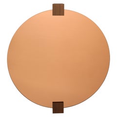 Specchio da parete in vetro circolare in oro rosa italiano degli anni '70