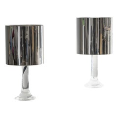 Pair of Lucite Harvey Guzzini Table Lamps Italy, 1970s
