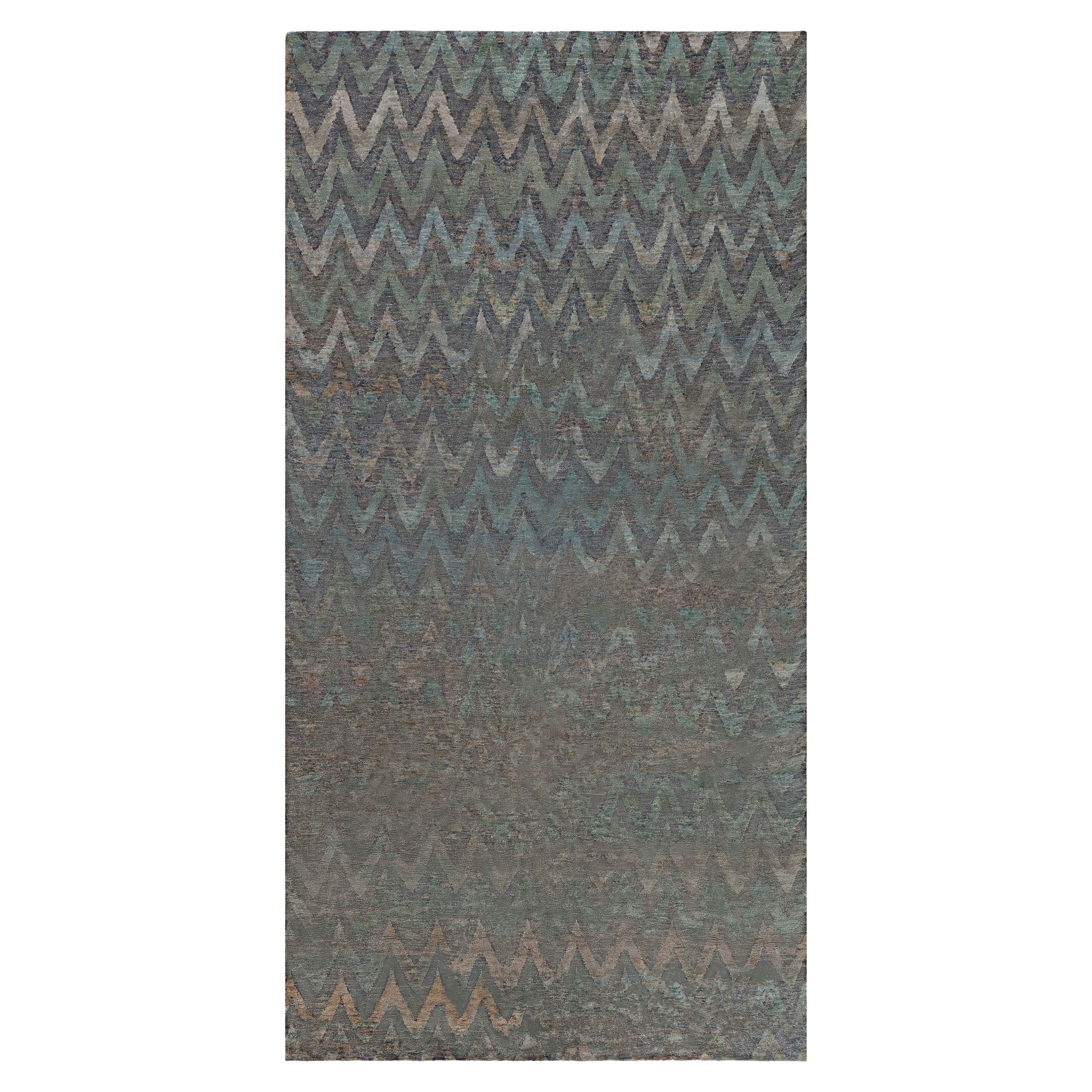 Alfombra contemporánea Ikat Arco Iris de lana hecha a mano por Doris Leslie Blau