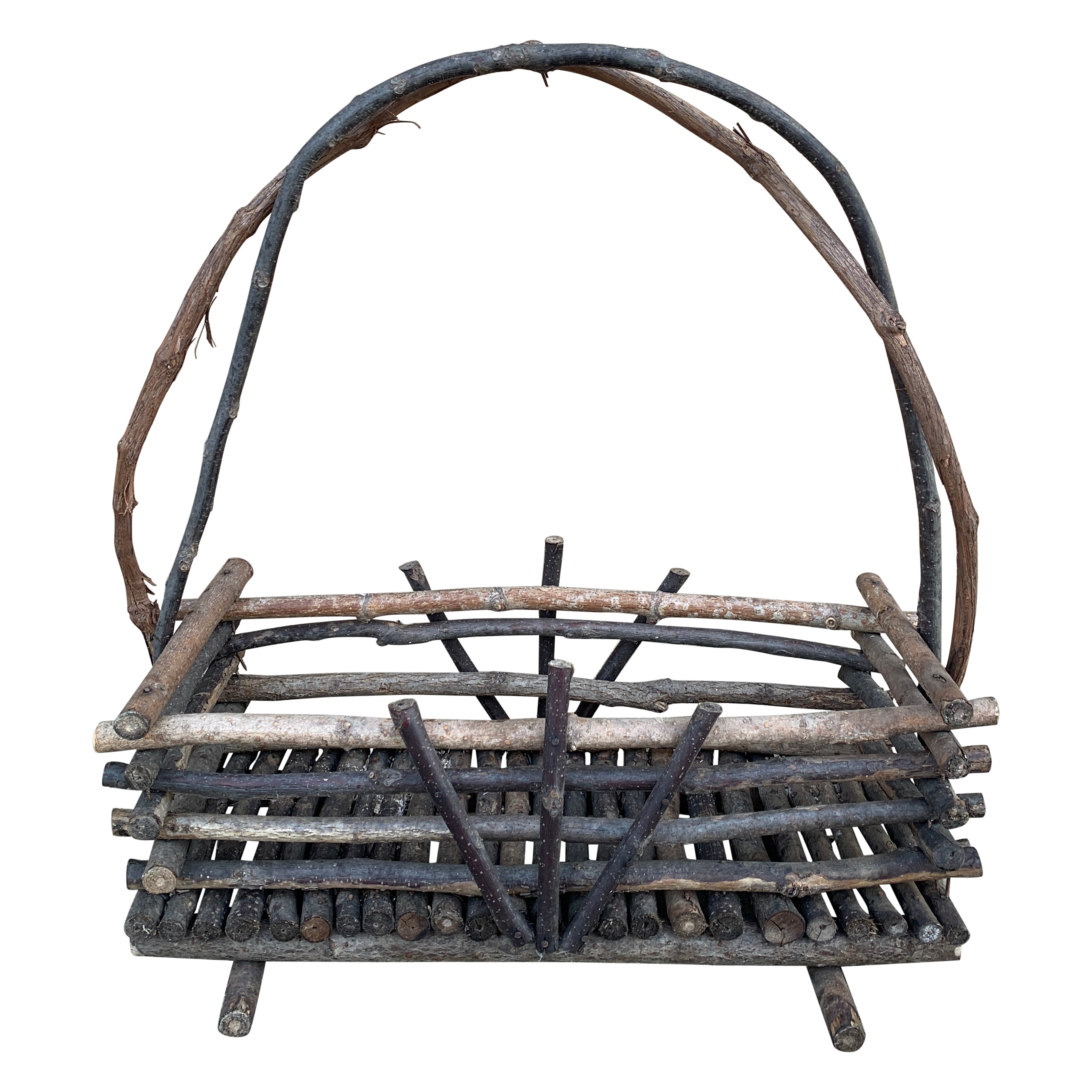 Antique panier à brindilles rustique américain du début du 20e siècle