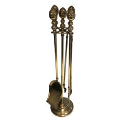 Neoclassical Style Brass Pineapple Fireplace Tools in the Style of Maison Baguès
