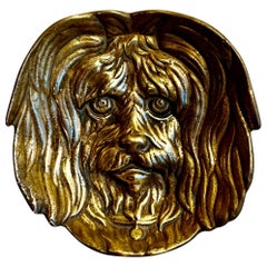 Posacenere o portacenere di piccole dimensioni in ottone fuso con cane Yorkie Maltese