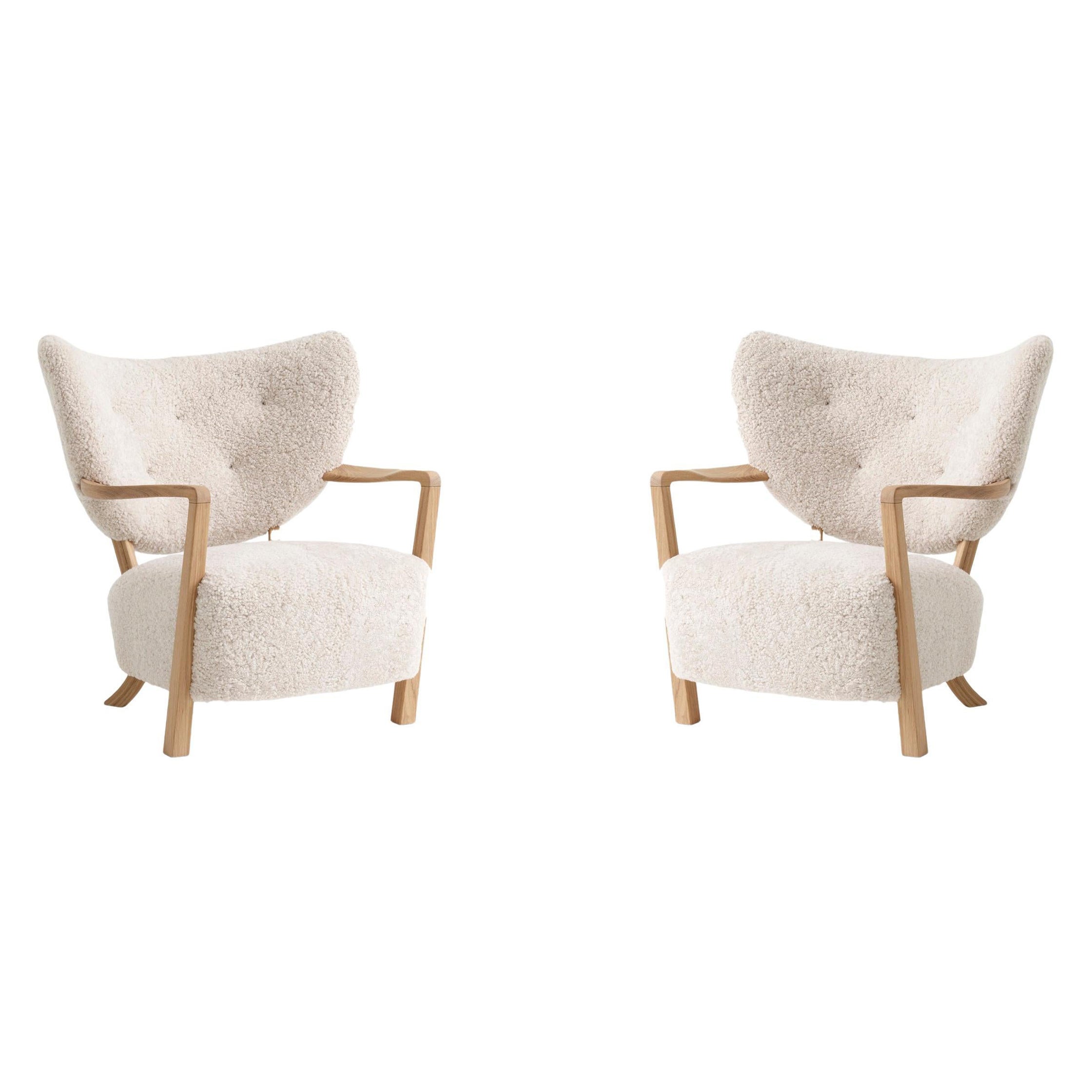 Coppia di Wulff ATD2 in pelle di pecora, Moonlight e Oak per &Tradition