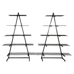 Italian modern Wall o self-supporting bookcases in dark green metal, 1980s