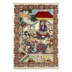 Vintage Persian Tabriz Pictorial Rug - Size: 9'5 X 6'9
