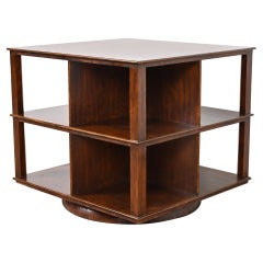 Edward Wormley for Dunbar Style Mid-Century Modern Mahogany Revolving Bookcase