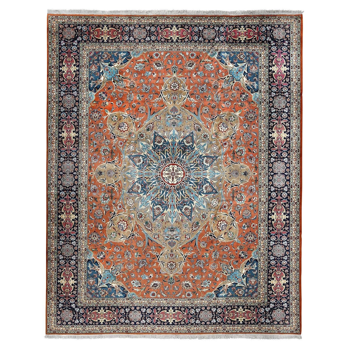 Tappeto persiano Tabriz Emad vintage in kork e cotone - Dimensioni: 12'6 X 10'