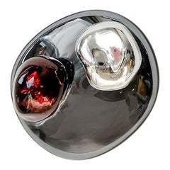 Bud I Sculptural Handblown Glass Silver, Smoke and Red Mirror by Homa