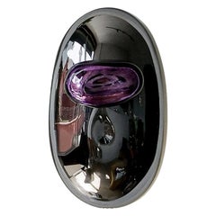 Bud III Sculptural Handblown Glass Smoke and Purple Mirror by Homa