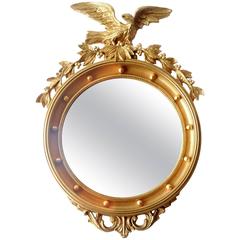 Mid-20th Century Regency Gold Gilded Federal Eagle Convex Wall Mirror