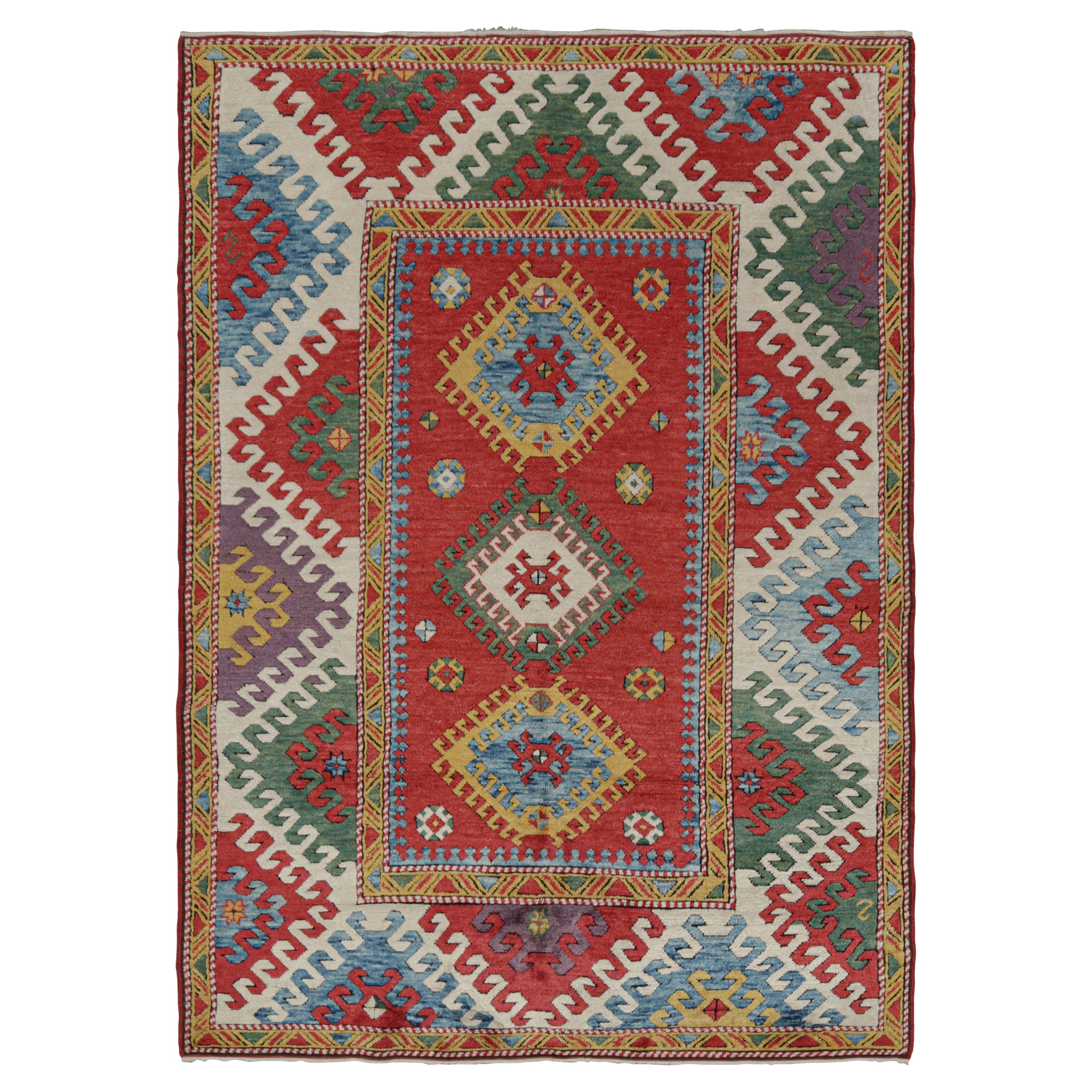 Vintage Turkish Polychromatic Tribal Rug with Medallions by Rug & Kilim