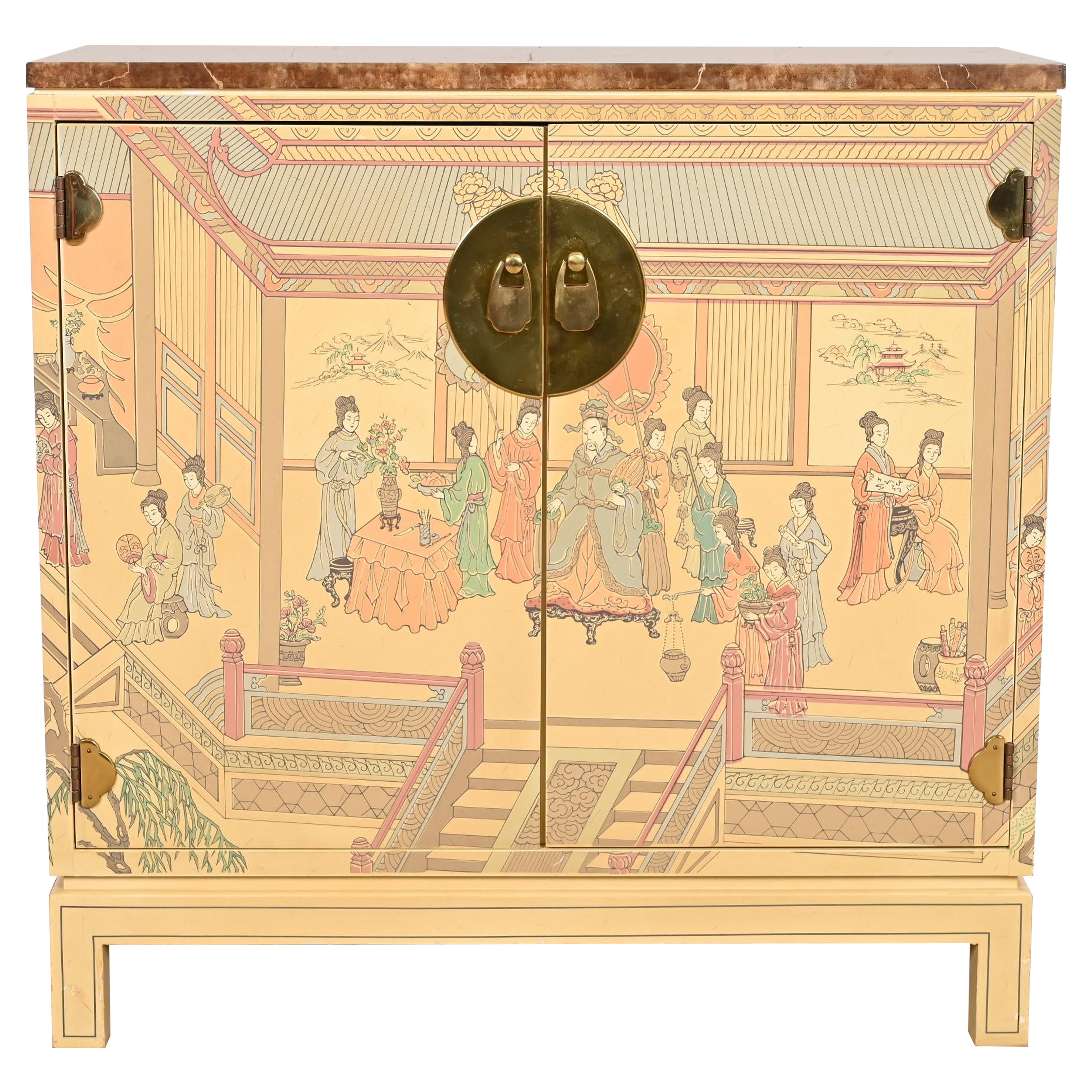 Mueble Bar Drexel Heritage Hollywood Regency Chinoiserie Lacado a Mano