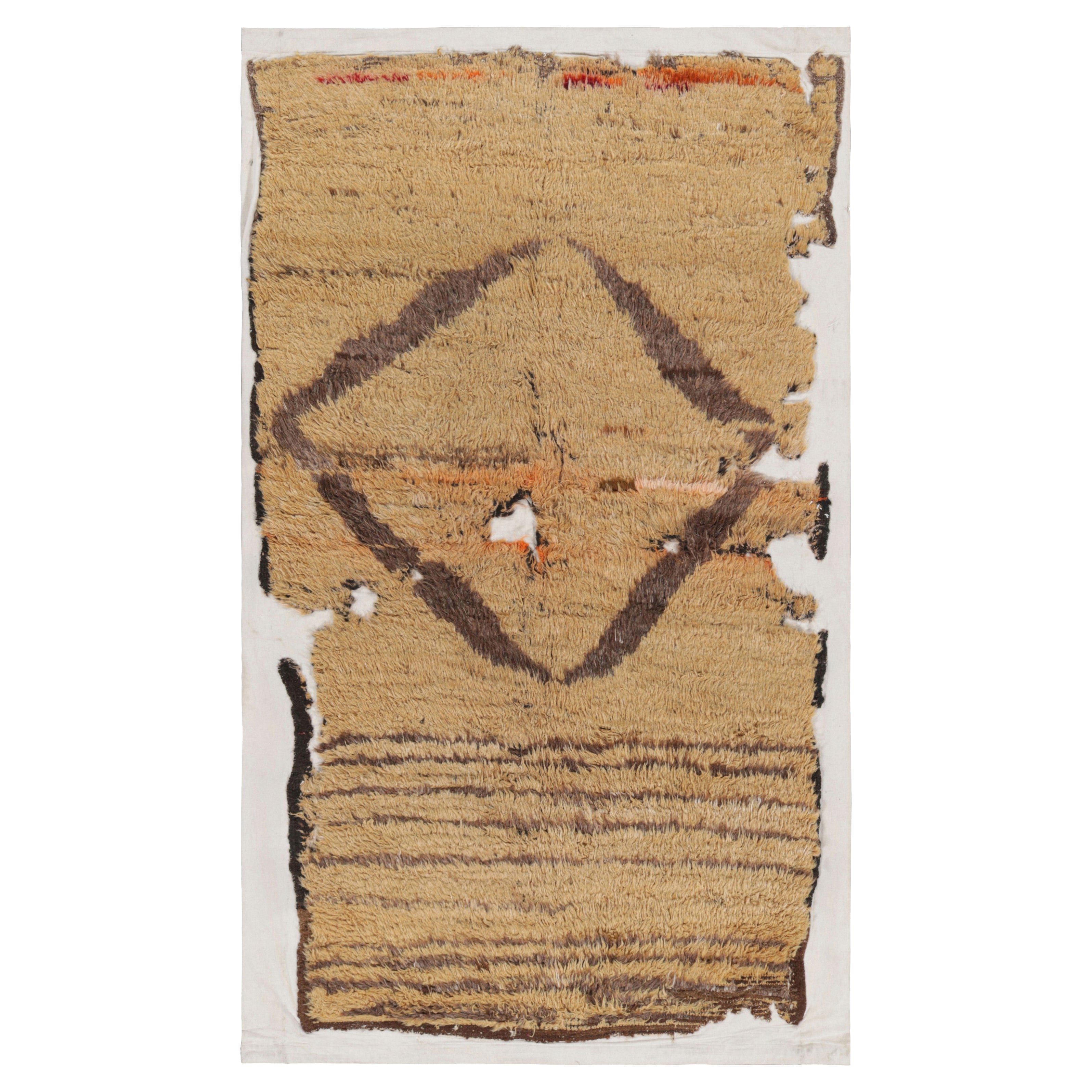 Vintage Turkish Rug with Beige and Brown Geometric Patterns  Rug & Kilim