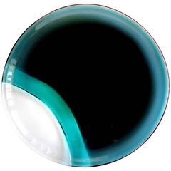 Salviati Murano Signed Dark Aqua, Green, Clear Italian Art Glass Center Bowl