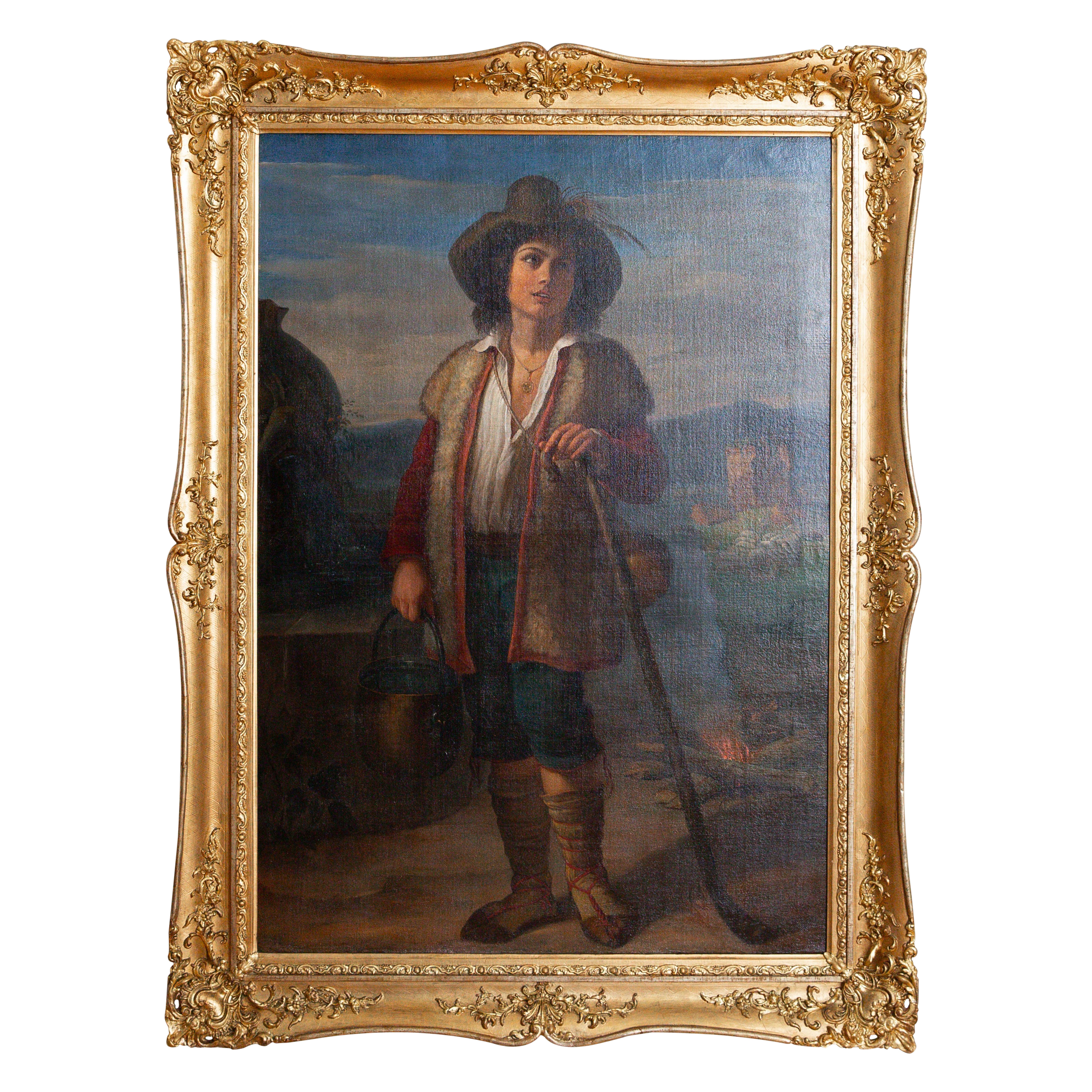 Italian, Rome/Naples, Oil on Canvas, “Ciociara”, Original Frame, ca. 1875 For Sale