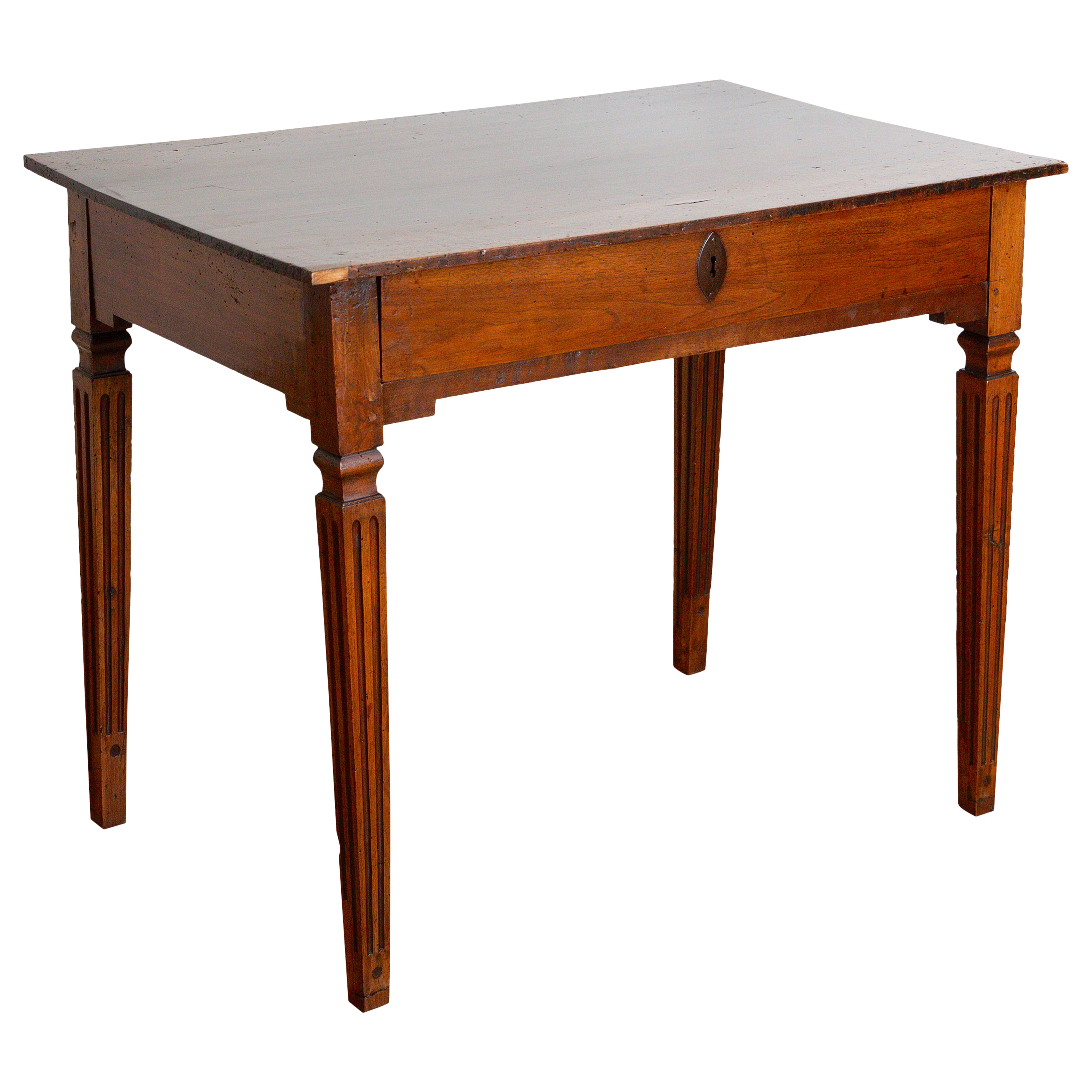 Mesa italiana neoclásica temprana de nogal de 1 cajón, ca. 1780 en venta