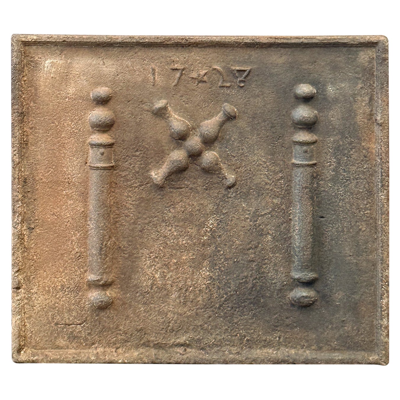 18th Century Louis XIV 'Pillars with Saint Andrew's Cross' Fireback / Backsplash For Sale