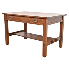 Scrivania o tavolo da biblioteca Stickley Antique Mission Arts & Crafts in Oak