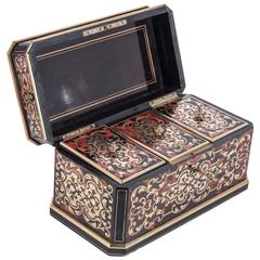Nice Boulle Inlaid, Monogrammed Tea Caddy, French, circa 1860