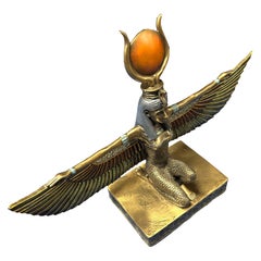 Egyptian Goddess Pharaoh Brass Tabletop Statue