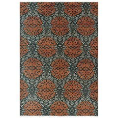 Vintage Hereke-Teppich in Blau mit orangefarbenen arabischen Medaillons  Rug & Kilim