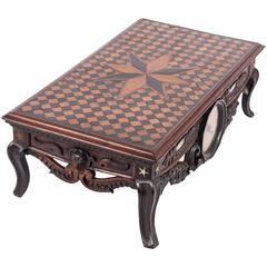 Antique Very Nice Marquetry Inlaid Miniature Desk on Beautiful Curved Feet