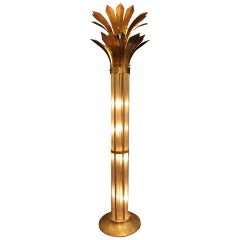 Italian Modern Mid Century Brass and Glass Rods Floor Lamp