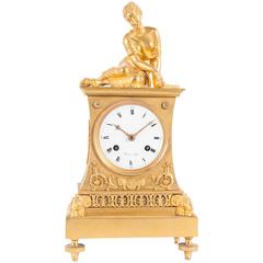 Very Charming Empire Mental Clock on Top Elegant Lady Playing the Dices