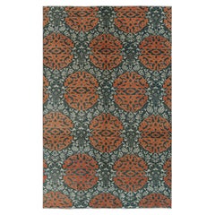 Tappeto vintage Hereke in verde acqua con medaglioni arabescati arancioni  Rug & Kilim
