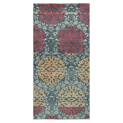 Tappeto vintage Hereke Runner in blu acqua con medaglioni arabescati  Rug & Kilim