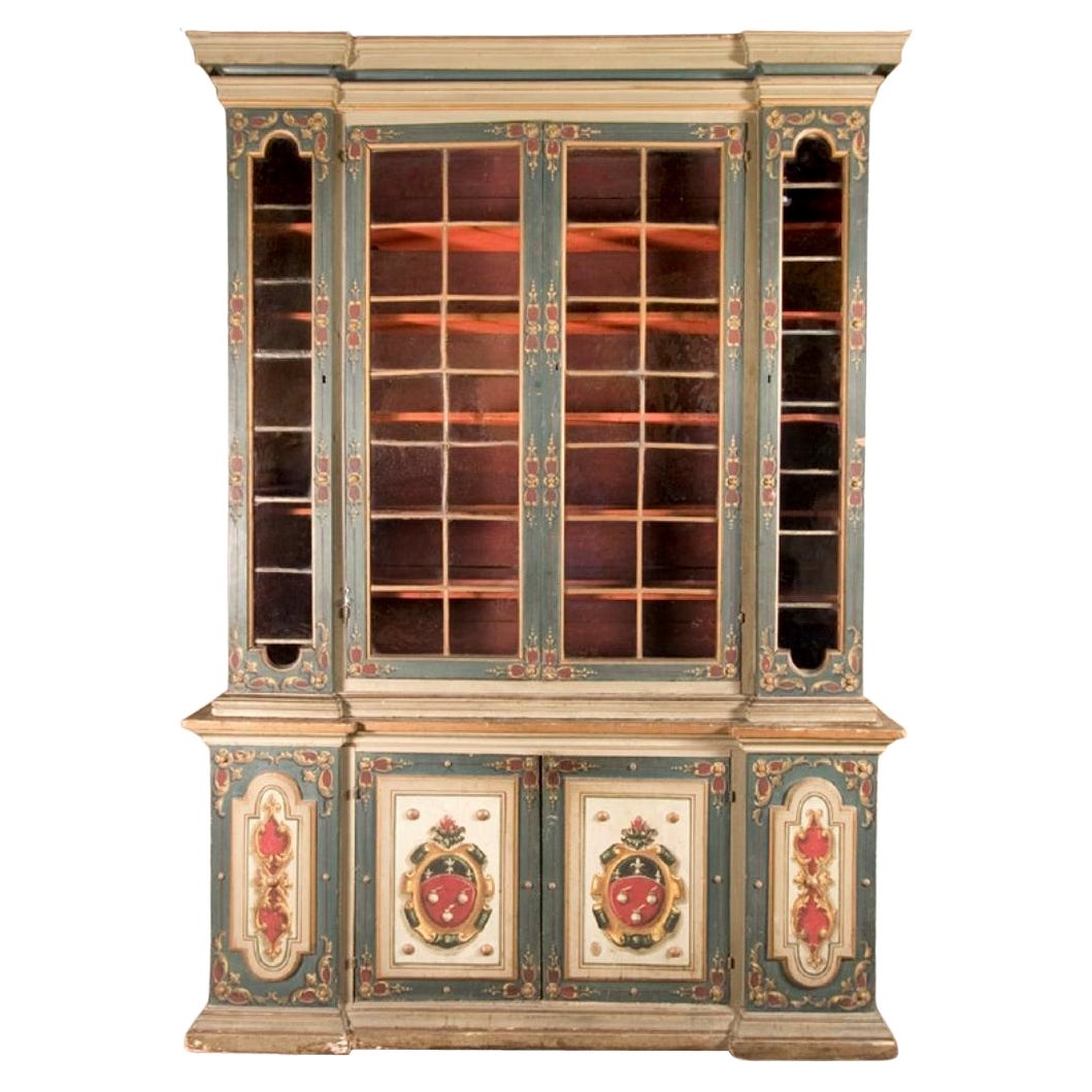 18th Century Hand Painted Italian Cabinet with Original Glass