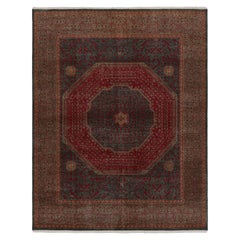 Rug & Kilim's Mogul Style Rug in Teal and Red Medallion and Floral Patterns (tapis de style Mogul à motifs floraux et médaillons sarcelle et rouge)