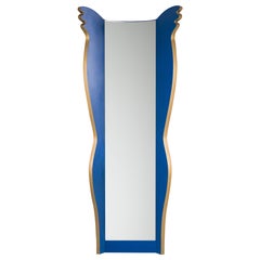 Blue and Gold Mirror Maletik Collection by Borek Sipek for Maletti Italy 80'S