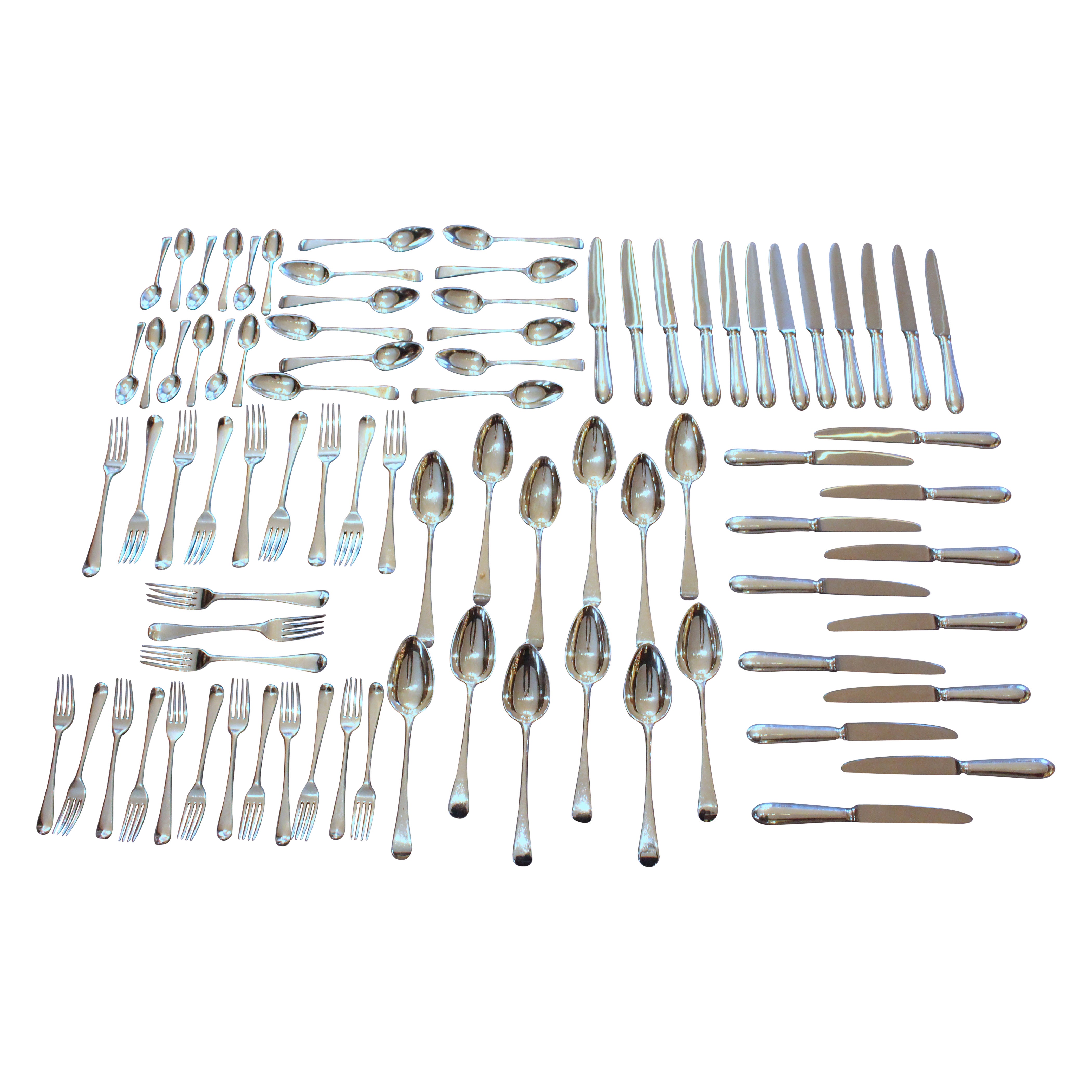 1799-1803 & 1973 Date 84-Piece Sterling Silver Flatware Service for 12 For Sale