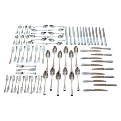 Antique 1799-1803 & 1973 Date 84-Piece Sterling Silver Flatware Service for 12