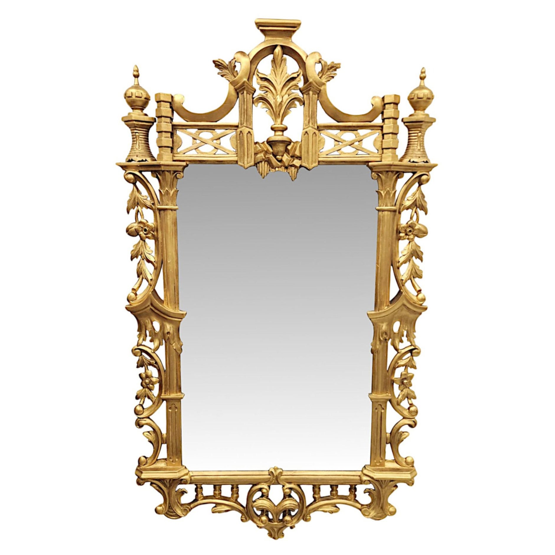 19. Jahrhundert Chinesisch Chippendale Stil Giltwood Halle, Pier oder Overmantel Spiegel