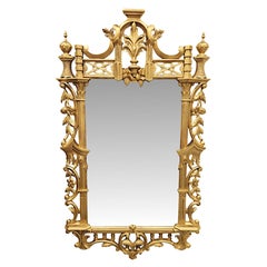 19. Jahrhundert Chinesisch Chippendale Stil Giltwood Halle, Pier oder Overmantel Spiegel